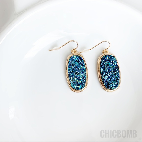 CHICBOMB Blue and Gold Earrings - Picture 4 of 7